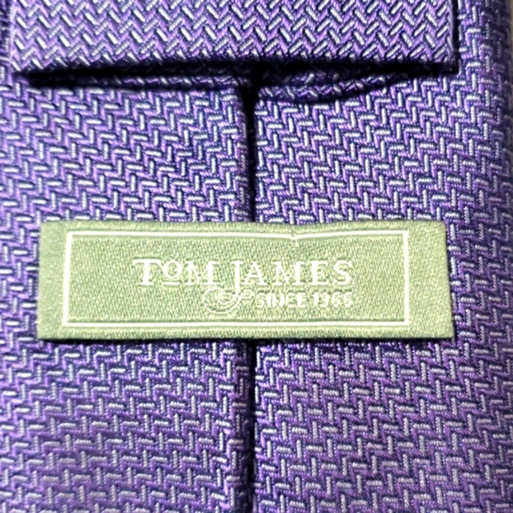 Tom James 100% Silk Purplr/Teal Tie Bundle of 2 - Picture 4 of 6